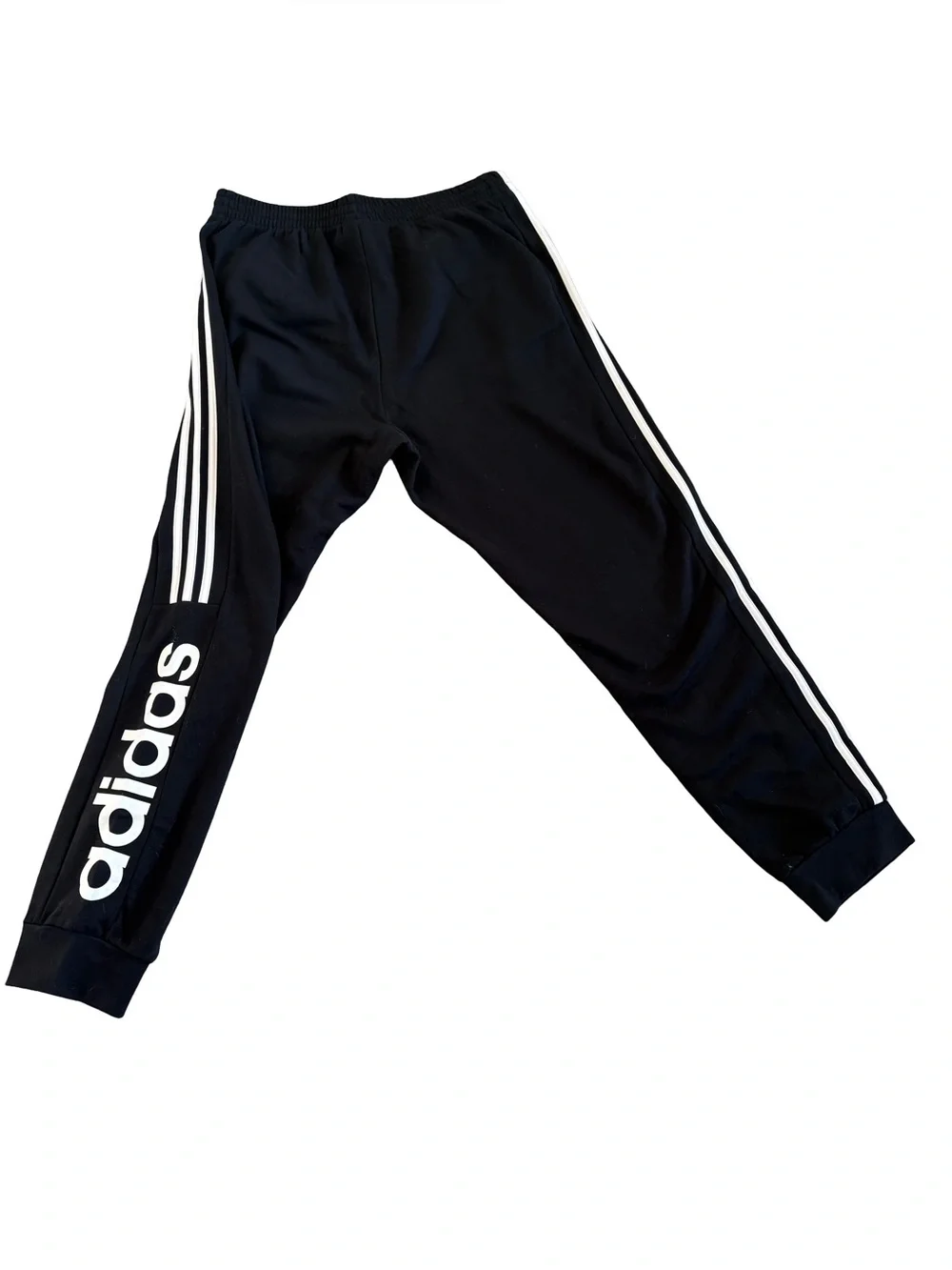 adidas Black Joggers with White Side Stripes and Logo Print